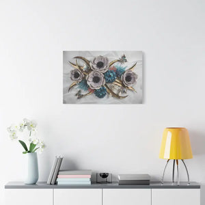 Floral Elegance Matte Canvas Art White Anemones Gold Accents Dipaliz - Artwork