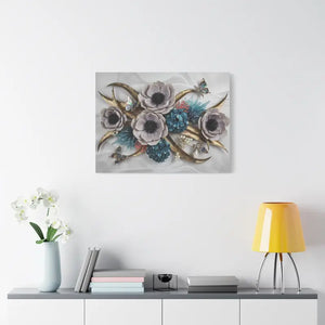 Floral Elegance Matte Canvas Art White Anemones Gold Accents Dipaliz - Artwork