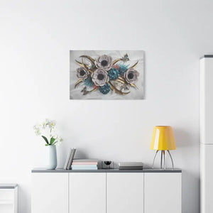 Floral Elegance Matte Canvas Art White Anemones Gold Accents Dipaliz - Artwork