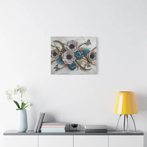 Floral Elegance Matte Canvas Art White Anemones Gold Accents Dipaliz - Artwork
