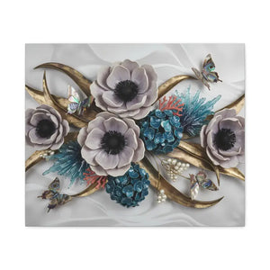 Floral Elegance Matte Canvas Art White Anemones Gold Accents Dipaliz - 24’’ x 20’’ (horizontal) / 1.25’’ - Artwork