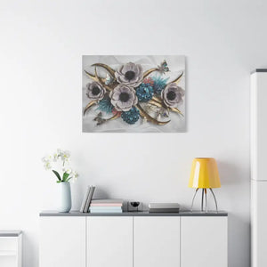 Floral Elegance Matte Canvas Art White Anemones Gold Accents Dipaliz - Artwork