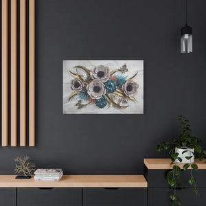 Floral Elegance Matte Canvas Art White Anemones Gold Accents Dipaliz - Artwork