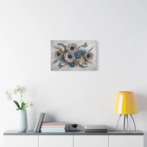 Floral Elegance Matte Canvas Art White Anemones Gold Accents Dipaliz - Artwork