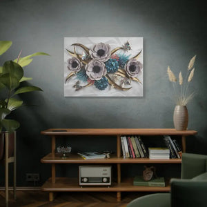 Floral Elegance Matte Canvas Art White Anemones Gold Accents Dipaliz - 40’’ x 30’’ (horizontal) / 1.25’’ - Artwork