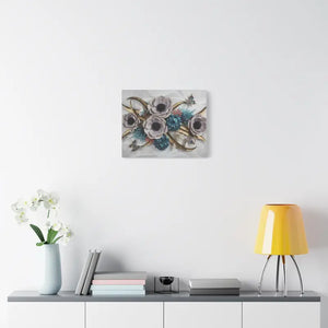 Floral Elegance Matte Canvas Art White Anemones Gold Accents Dipaliz - Artwork