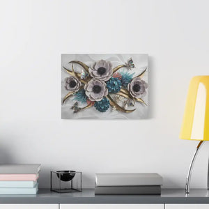Floral Elegance Matte Canvas Art White Anemones Gold Accents Dipaliz - Artwork