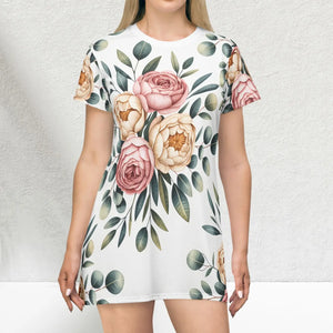 Floral Elegance T-shirt Dress – Summer Style - Dipaliz - Dresses - Xs