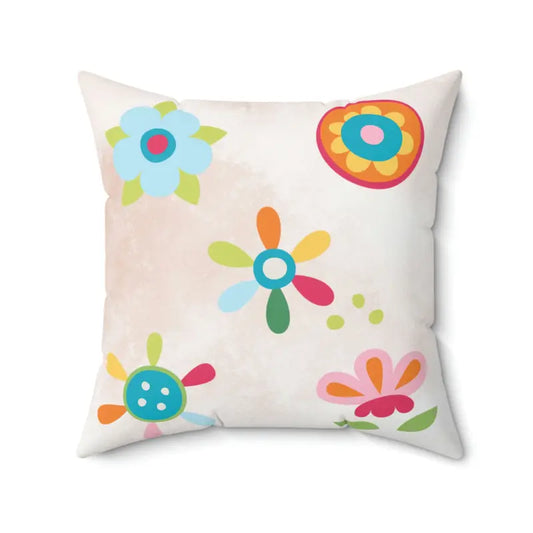 Vibrant Floral Bliss: Polyester Square Pillow Magic - 20’’ × Home Decor