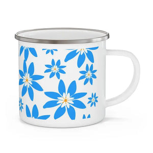 Enamel Camping Mug - Blue Floral Design - Dipaliz - 12oz - Mugs