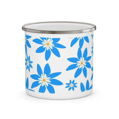 Enamel Camping Mug with Blue Flowers - Perfect for Outdoor Lovers! - 12oz