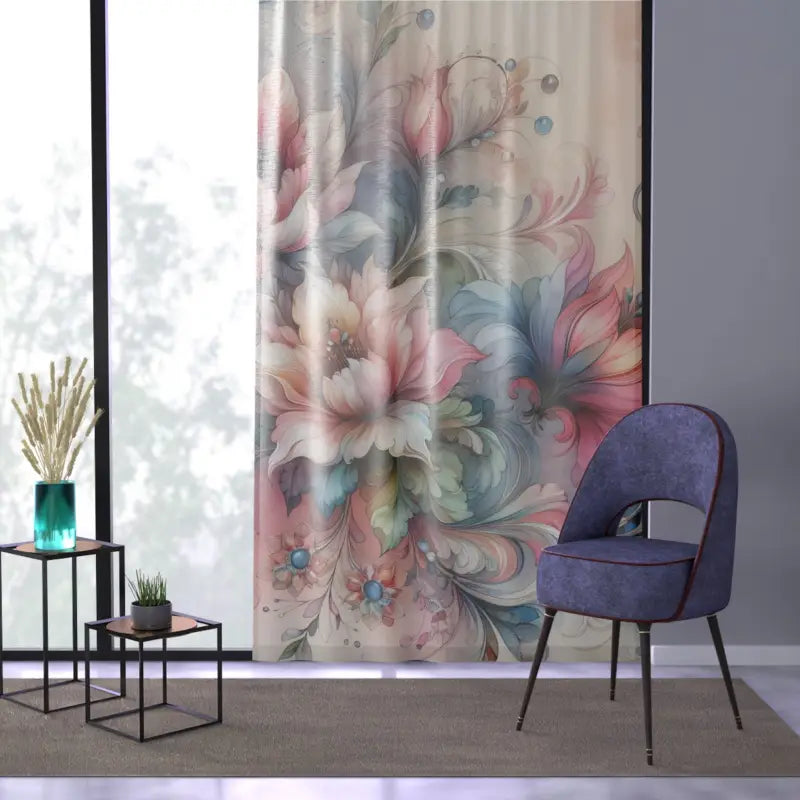 Floral Watercolor Curtains Transform your Room’s Ambiance - Sheer / White / 50’’ × 84’’ Home Decor