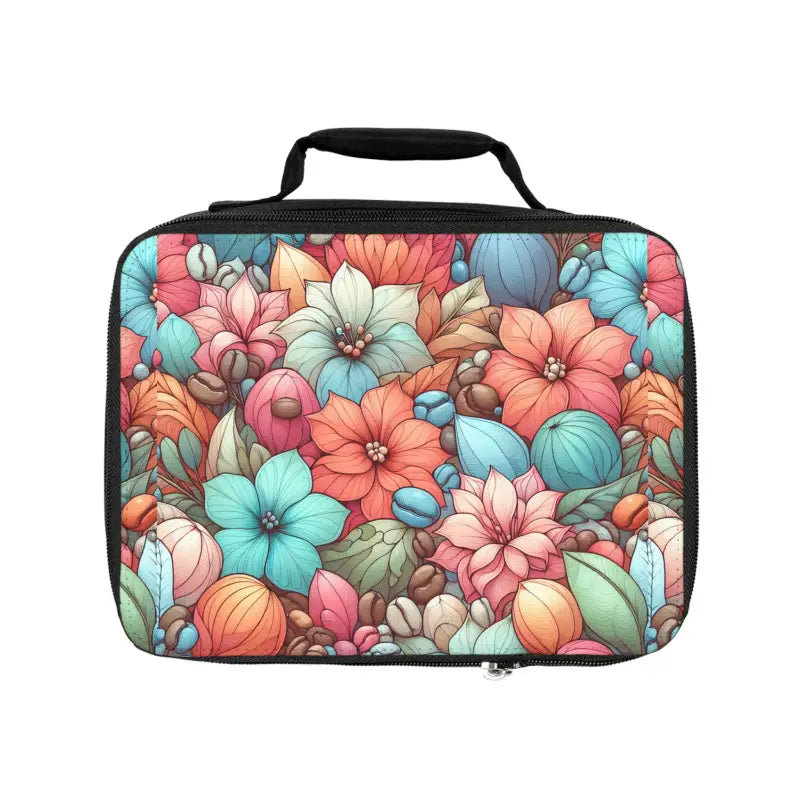 Upgrade your Lunch with the Vibrant Floral Fantasy Polyester Bag - one Size / Black Accessories