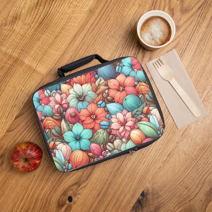 Upgrade your Lunch with the Vibrant Floral Fantasy Polyester Bag - one Size / Black Accessories