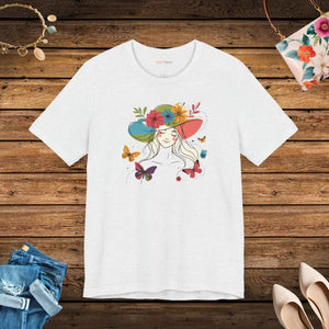 Whimsical Unisex Jersey Short Sleeve Tee - Floral Butterfly - Dipaliz - Ash / s - T-shirts