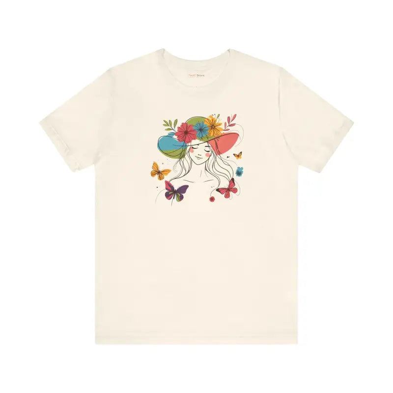 Whimsical Unisex Jersey Tee: Floral & Butterfly Magic - T-shirt