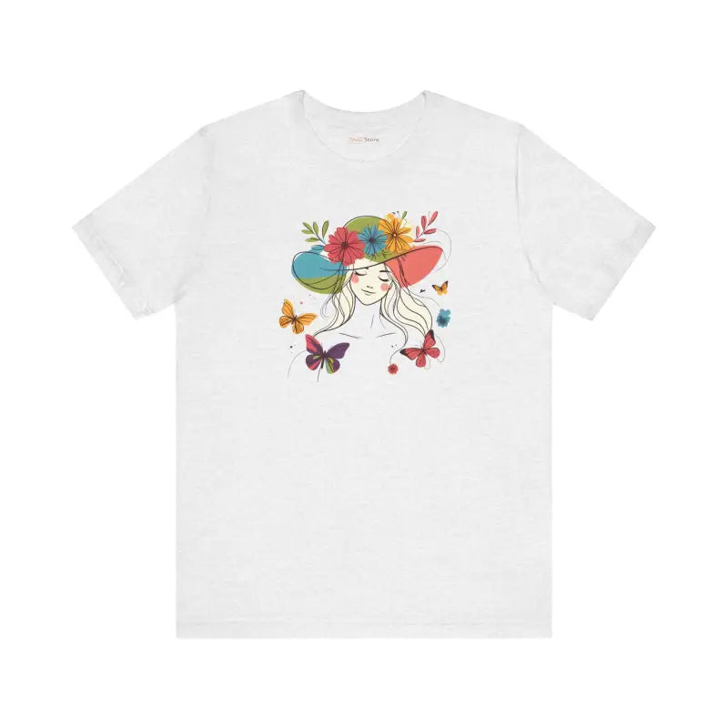 Whimsical Unisex Jersey Tee: Floral & Butterfly Magic - T-shirt