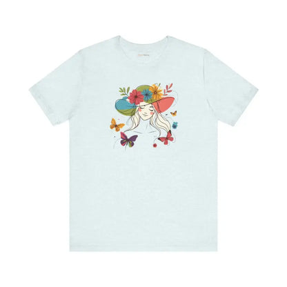 Whimsical Unisex Jersey Tee: Floral & Butterfly Magic - T-shirt