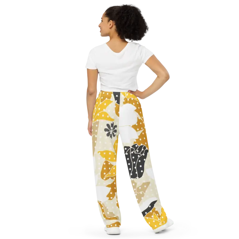 Strut in Style with Floral Fantasy Wide Leg Pants! - Pants