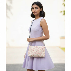 Floral Faux Leather Crossbody Bag - Cherry Blossoms - Dipaliz - Cross Body Bags