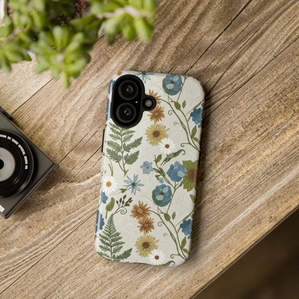 Floral Ferns Phone Case - Vintage Wildflower Design - Dipaliz - Iphone 16 / Glossy