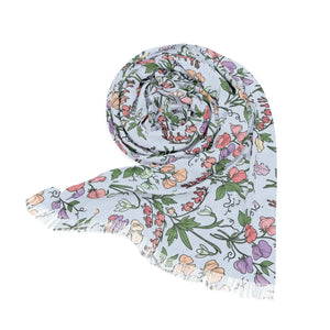 Floral Field Light Scarf, Pastel Wildflower Print Spring - Scarves & Shawls