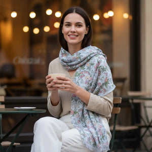 Floral Field Light Scarf, Pastel Wildflower Print Spring - Scarves & Shawls