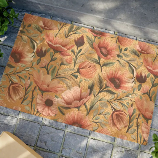 Floral Fiesta: Coir Doormat Blooms Outdoor Delight - Home Decor