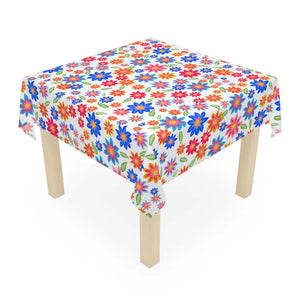 Flowers Pattern Tablecloth - Colorful Polyester Design - Dipaliz - one Size / White - Tablecloths