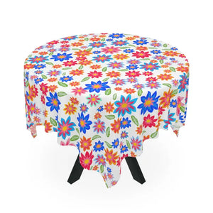 Flowers Pattern Tablecloth - Colorful Polyester Design - Dipaliz - one Size / White - Tablecloths