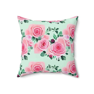 Pink Roses Polyester Square Pillow - Romance Decor - Dipaliz - 18’’ × - Throw Pillows