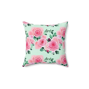 Pink Roses Polyester Square Pillow - Romance Decor - Dipaliz - Throw Pillows