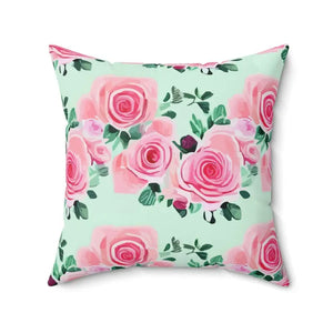 Pink Roses Polyester Square Pillow - Romance Decor - Dipaliz - Throw Pillows