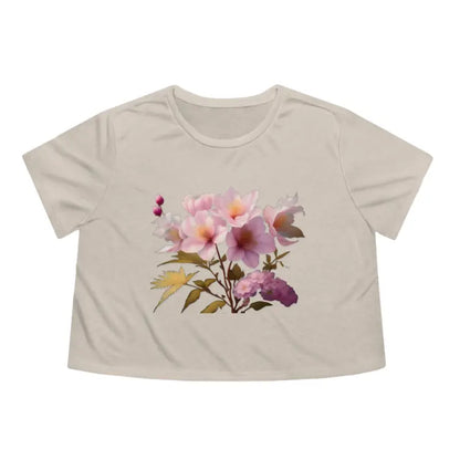 Floral Flair Crop Tee Pink Flowers Add Vibrant Style - Heather Dust / s T-shirt