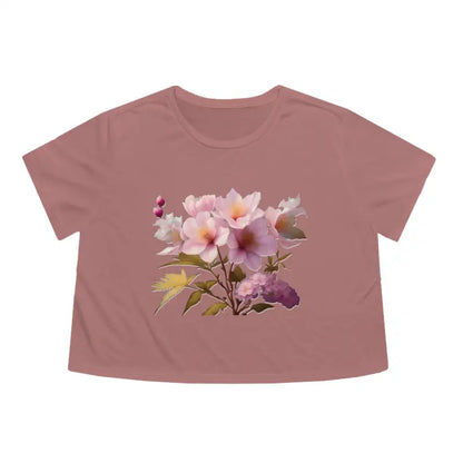 Floral Flair Crop Tee Pink Flowers Add Vibrant Style - Mauve / s T-shirt