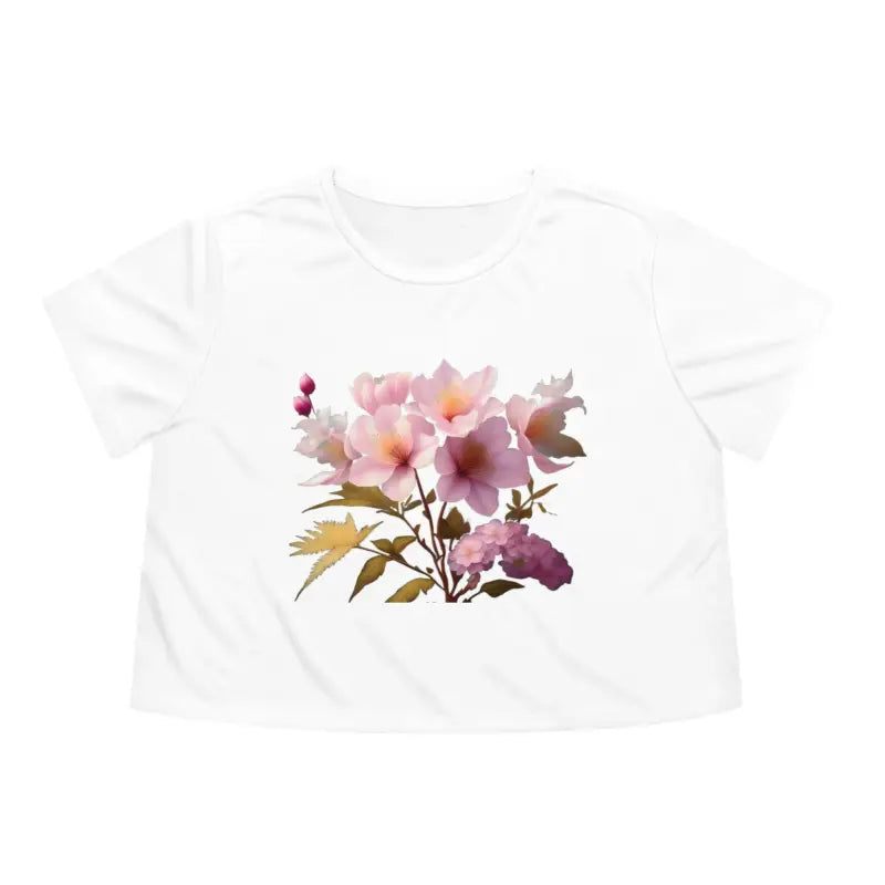 Floral Flair Crop Tee Pink Flowers Add Vibrant Style - White / s T-shirt