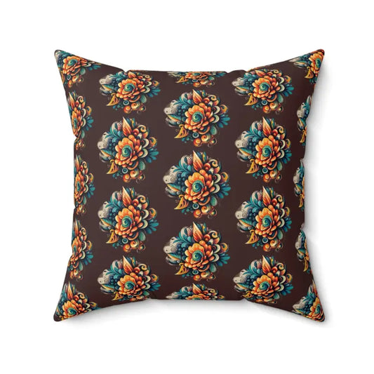 Floral Graphic Polyester Square Pillow - Elevate your Decor - 20’’ × Home