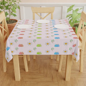 Floral Pink Tablecloth one Sided Print Polyester - Dipaliz - Size / White - Tablecloths
