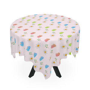 Floral Pink Tablecloth one Sided Print Polyester - Dipaliz - Size / White - Tablecloths