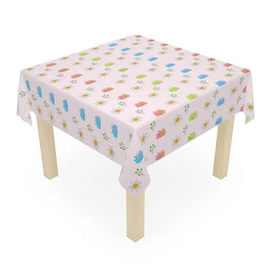 Floral Pink Tablecloth one Sided Print Polyester - Dipaliz - Size / White - Tablecloths