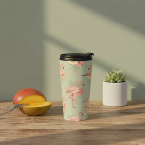 Floral Flamingo Travel Mug – Stainless Steel - Dipaliz - Mugs