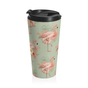 Floral Flamingo Travel Mug – Stainless Steel - Dipaliz - Mugs