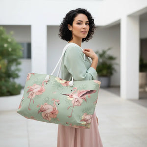 Floral Flamingo Weekender Bag – Tropical Travel - Dipaliz - Tote Bags