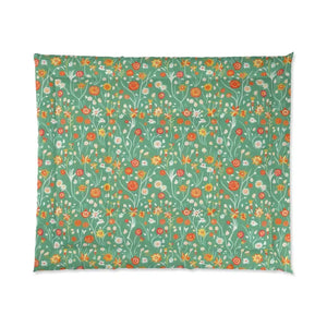 Green Comforter - Polyester Floral Print Bold Style - Dipaliz - Quilts & Comforters