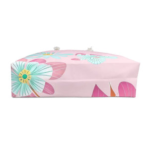 Oversized Polyester Weekender Bag Large Flowers Pink - Dipaliz - 24’’ × 13’’ - Tote Bags