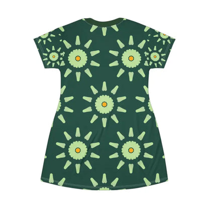 Floral Frenzy Shirt Dress Rockin’ Green Abstract Vibes - Dresses