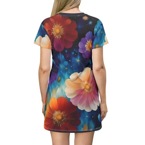 Shirt Dress - Bright Colorful Flowers Statement Style - Dipaliz - Dresses