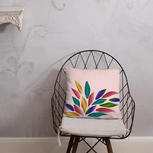 Pink Throw Pillow - Colorful Petals Floral Design - Dipaliz - 18″×18″ - Pillows