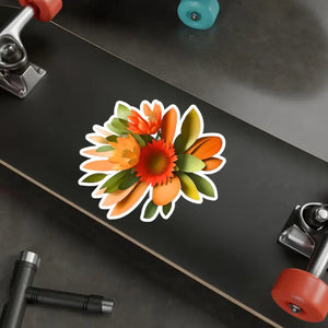 Kiss Cut Vinyl Decals Orange Red Flowers Pop Art Style - Dipaliz - Decorative Stickers