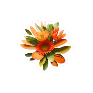 Kiss Cut Vinyl Decals Orange Red Flowers Pop Art Style - Dipaliz - 3’’ x 4’’ / Kiss-cut / Satin - Decorative Stickers